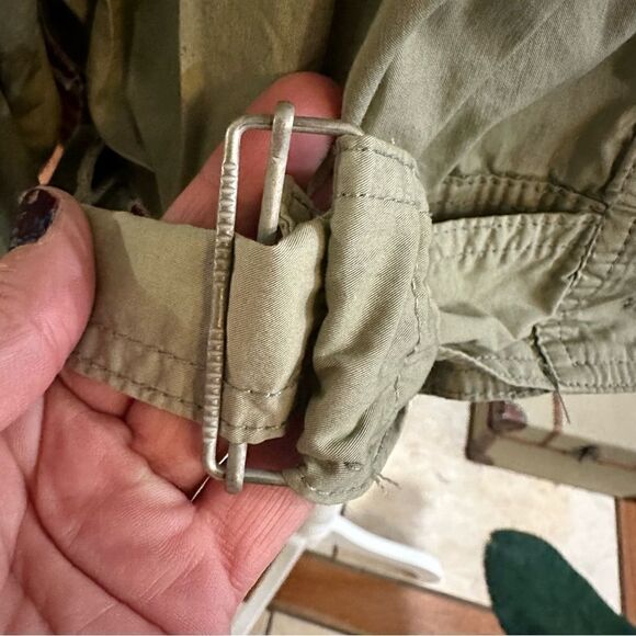 Free People Womens Parachute Jacket Military Green Slouchy Splatter Size Small - Picture 11 of 13